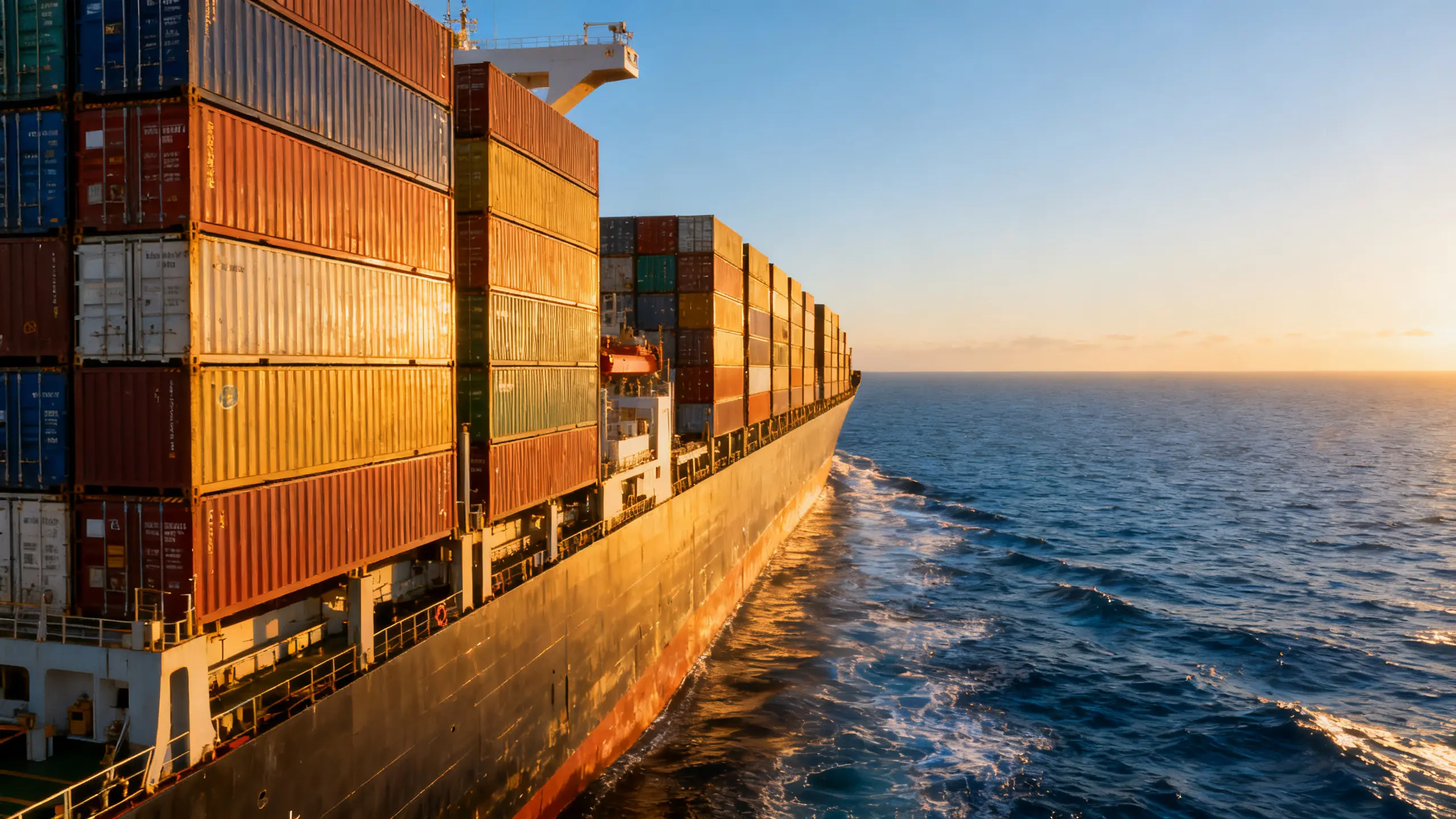 Container cargo ship at sea
